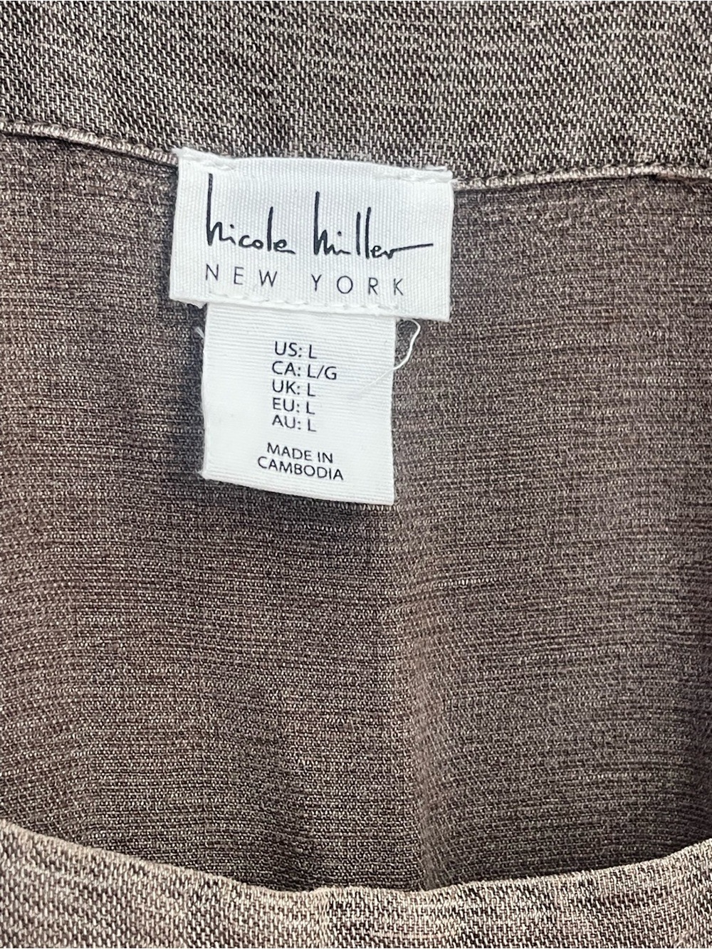 Nicole Miller Linen Blend Utility Cargo Overalls Brown Size L Relaxed Summer Fit - Picture 4 of 13